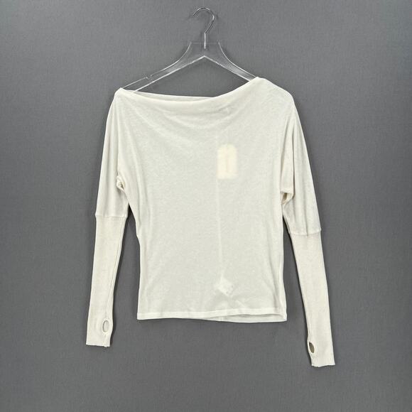 ENZA COSTA Cashmere Cuffed Off the Shoulder Long Sleeve Top Women Small Cream - Picture 1 of 15
